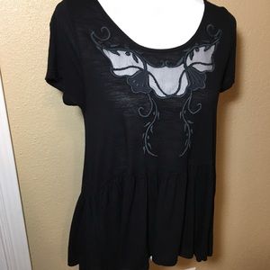 Free People embroidered cutout blouse